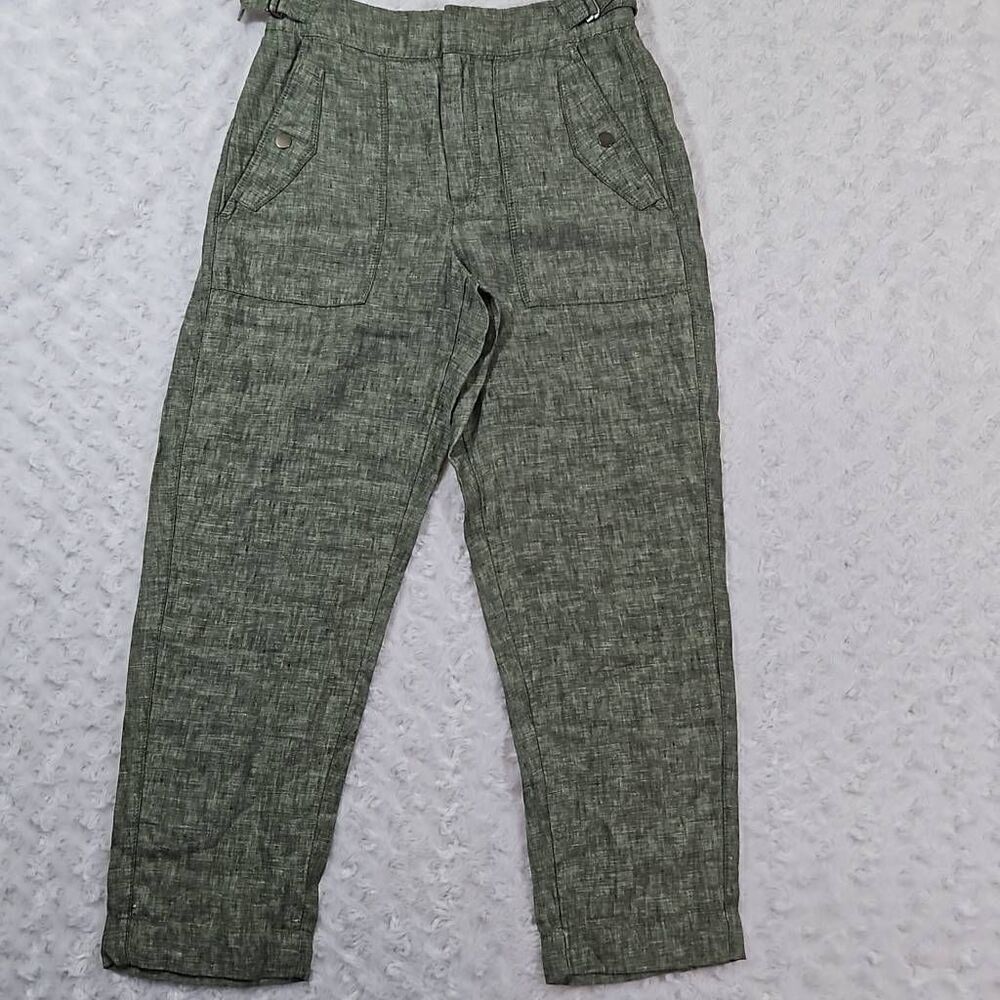 Athleta Beachy Voyager Linen Pants Aspen Olive Green Womens Size 4 Coastal Comfy